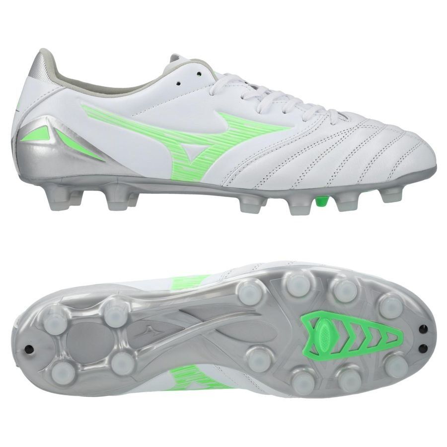Mizuno Morelia Neo IV Pro FG/AG Frontier - Blanc/Vert Néon/Cool Gray