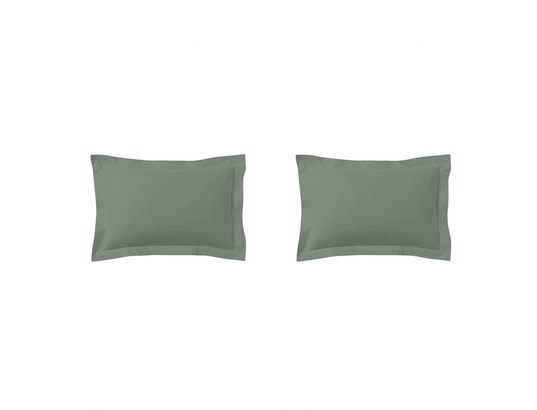 TERRE DE NUIT - Taie d'oreiller Lot de 2 taies d'oreillers vert de gris 100% coton 50x70 cm