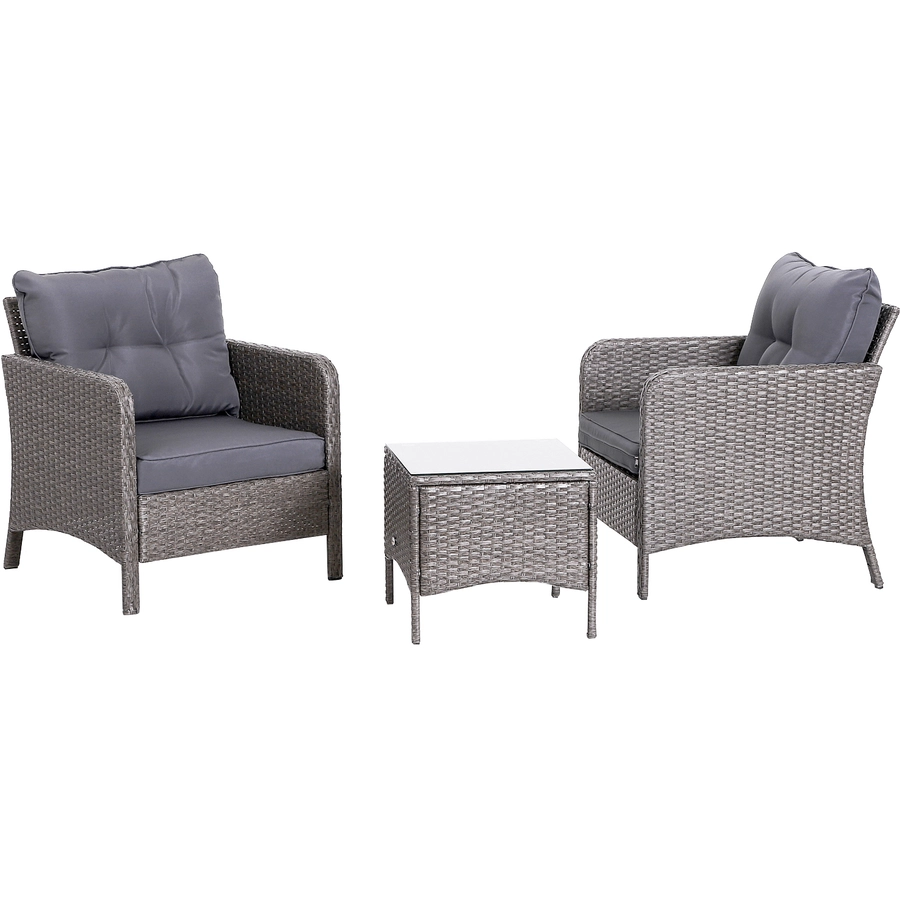Outsunny Rattan Sofagarnitur als 5-teiliges Set dunkelgrau