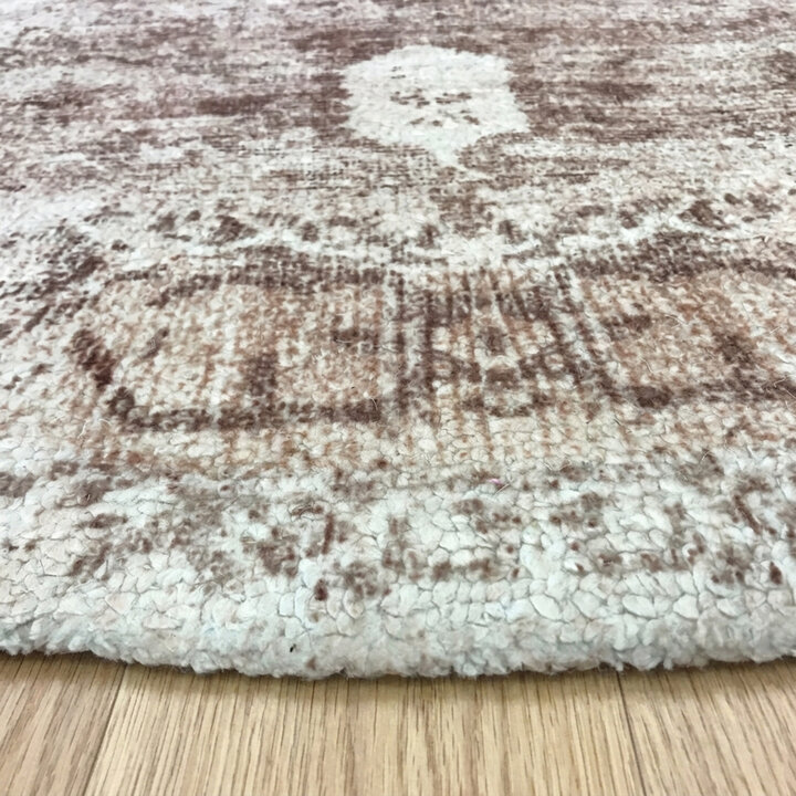 Rond vintage vloerkleed - Kyra Medaillon Bruin | Duurzaam design