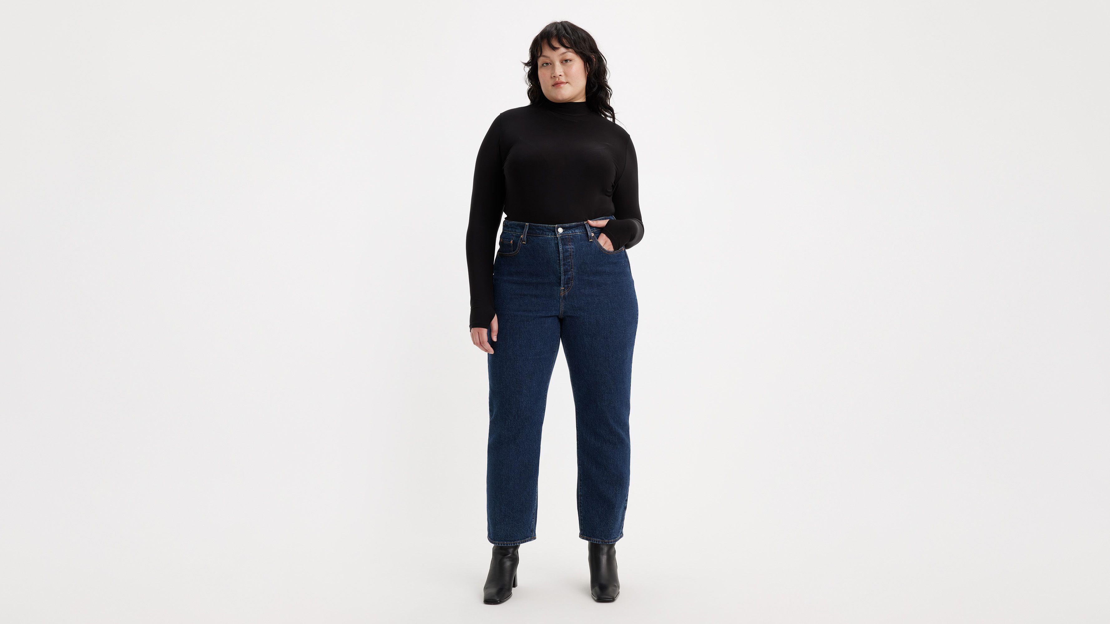 Jean Ribcage cheville Straight (grandes tailles) - Salsa Dark Stone - Bleu