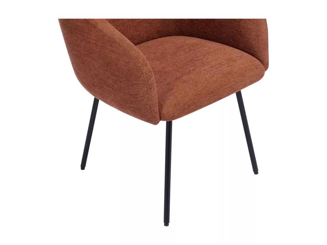 Lot de 2 chaises avec accoudoirs en tissu texturé et métal noir - Terracotta - NISTOSIA
