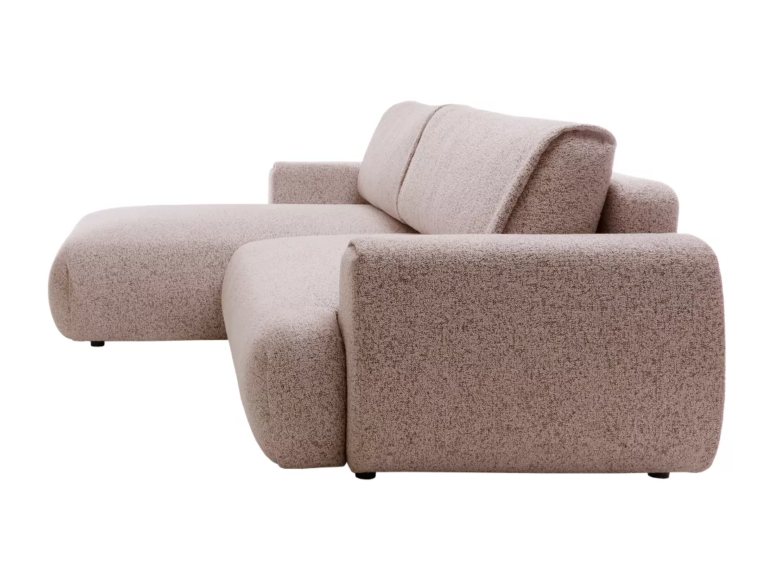 Canapé d'angle gauche convertible en tissu texturé rose MONELIA