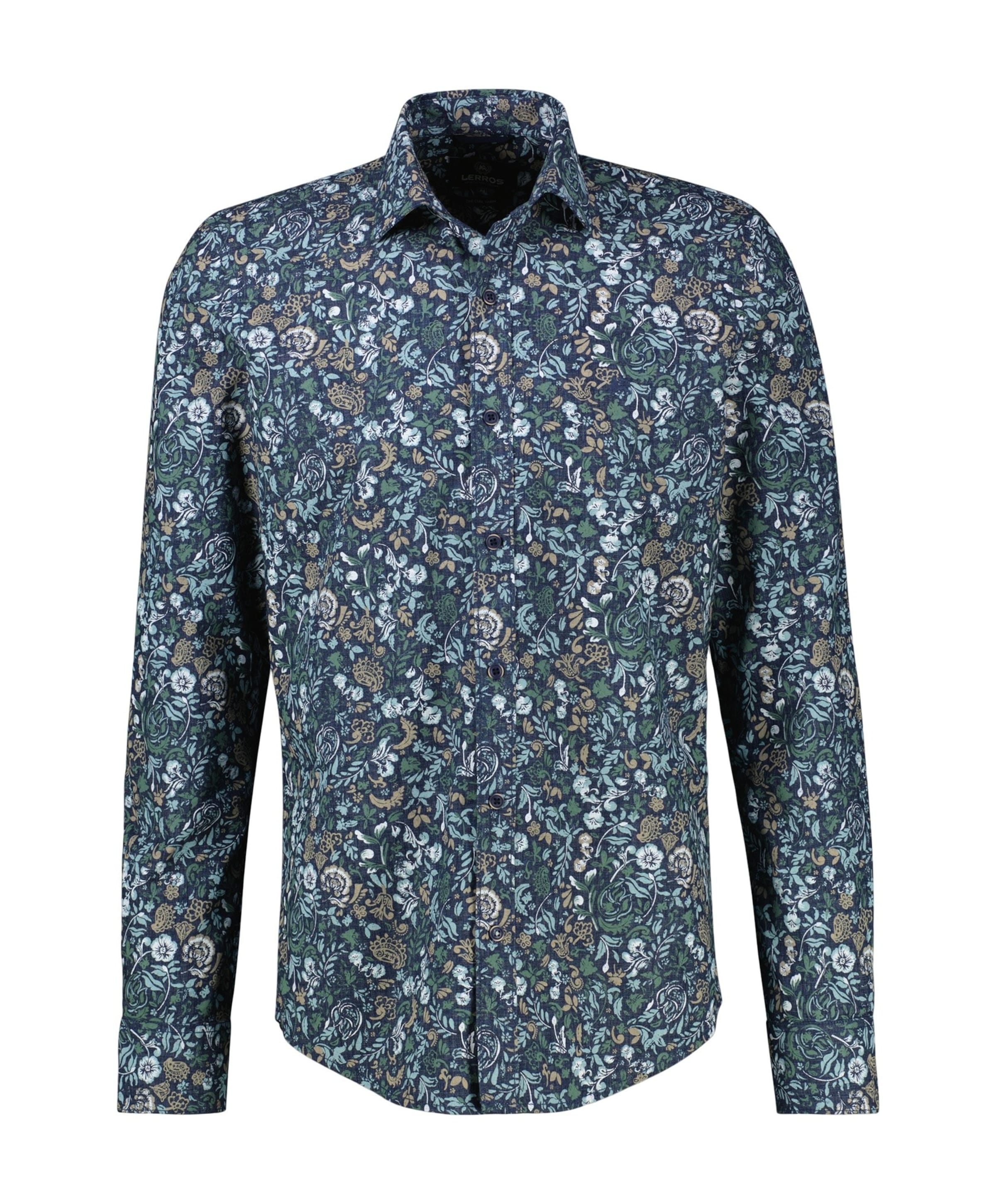 Lerros Heren overhemd lange mouw blauw