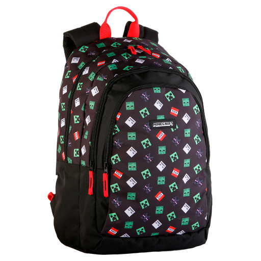 Mochila escolar Minecraft TNT para o Ensino Fundamental com Compartimento Duplo + Carrinho para Sacolas de Brinquedos com 4 Rodas Giratórias