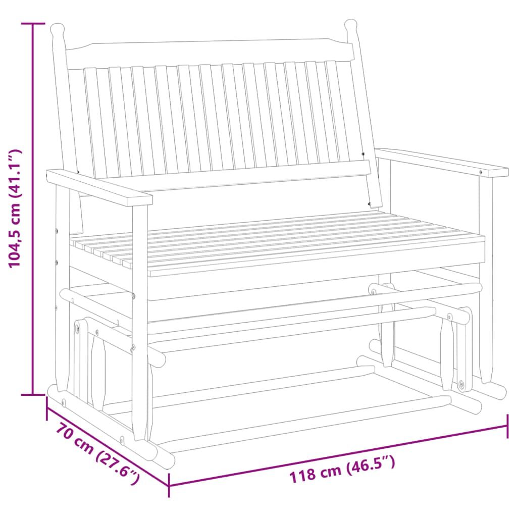 vidaXL Schommelbank Zwart 118x70x104,5 cm Massief Populierenhout