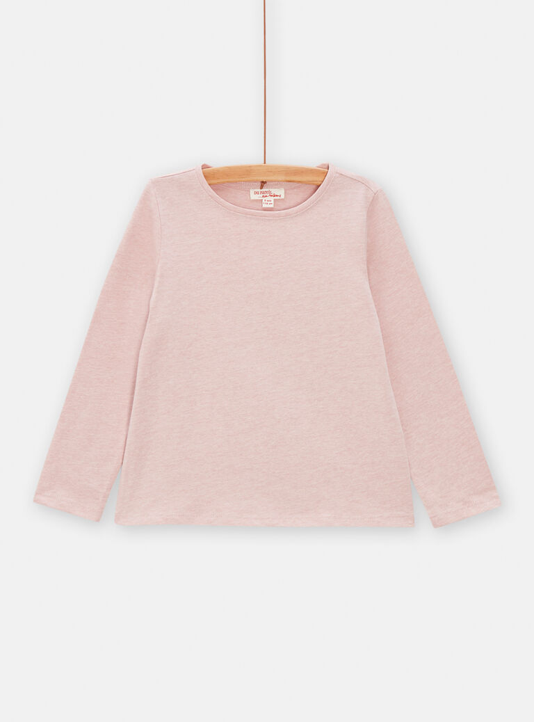 T-shirt manches longues rose poudrée pour fille