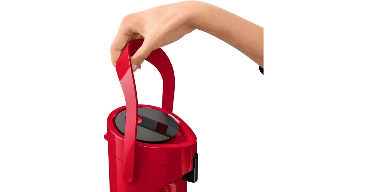EmsaPONZA Pompthermoskan 1,9 Liter isoleerkan  (Hoogglans rood, Comfort Press)