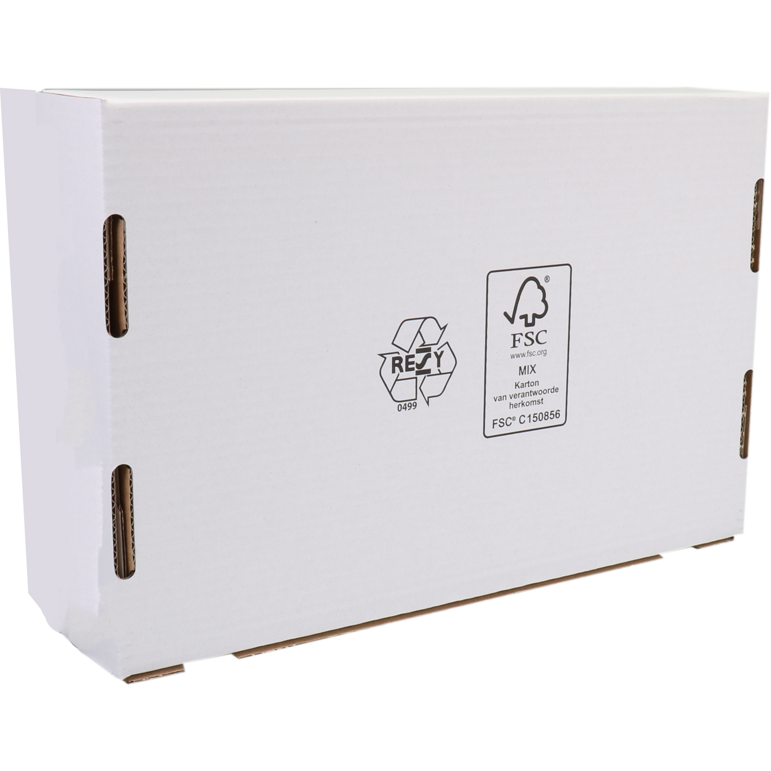 SendProof® Postpakketdoos, golfkarton, 385x225x130mm, gestanst, wit
