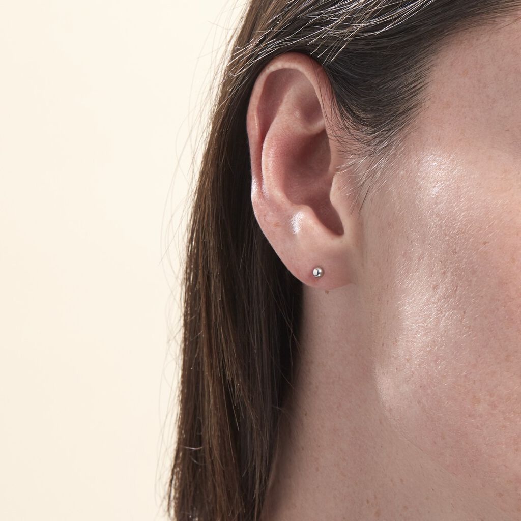 Boucles D'oreilles Puces Or Blanc Fidelia