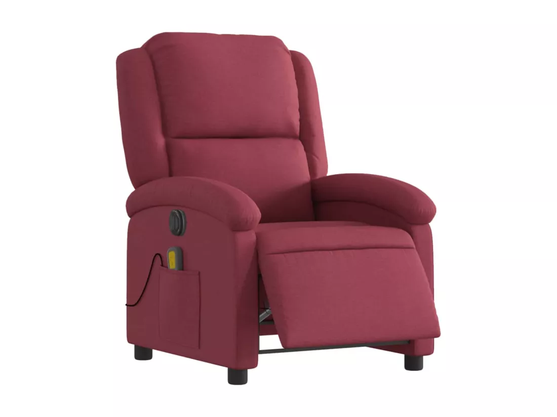 Fauteuil massant inclinable électrique Rouge bordeaux Tissu