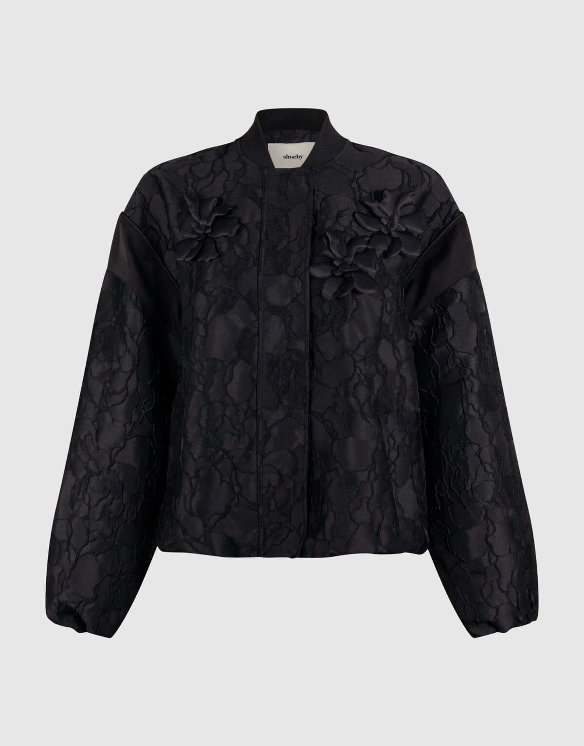 Flower Jacquard Bomber Zwart