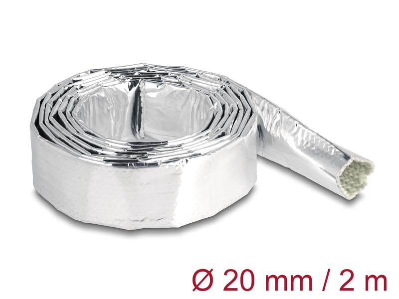 Delock Kabelschlauch aus Glasfasergeflecht / Alu 2 m x 20 m Delock Kabelschlauch aus Glasfasergeflecht und Aluminium 2 m x 20 mm