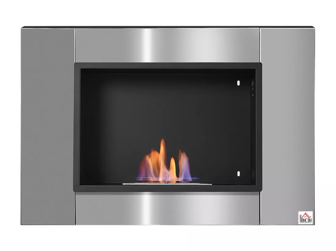 Cheminée bioéthanol murale design Bauhaus 1 brûleur 1,5 L couverture 20-25 m² acier inox brossé