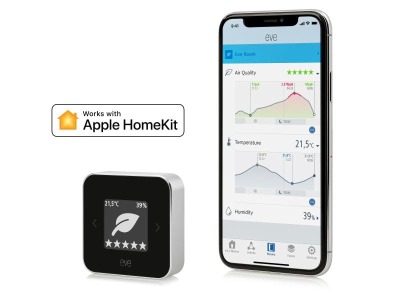 Eve Systems Eve Room Anzeige von Luftqualität, Temperatur und Luftfeuchtigkeit in Innenräumen
