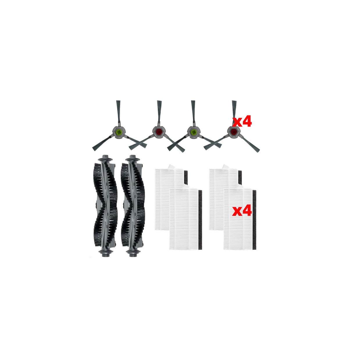 Tilbehør robotstøvsuger for Airrobo P20, 2 hovedrullebørster + 4 Hepa-filtre + 4 sidebørster