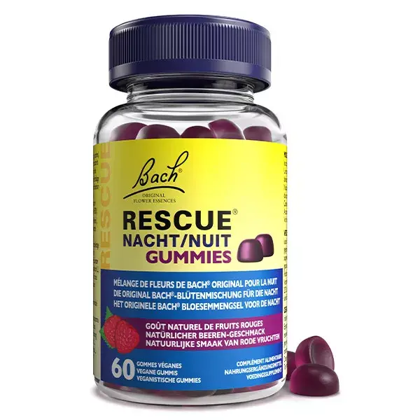 Gomas Rescue Night, sabor frutas vermelhas, 60 unidades