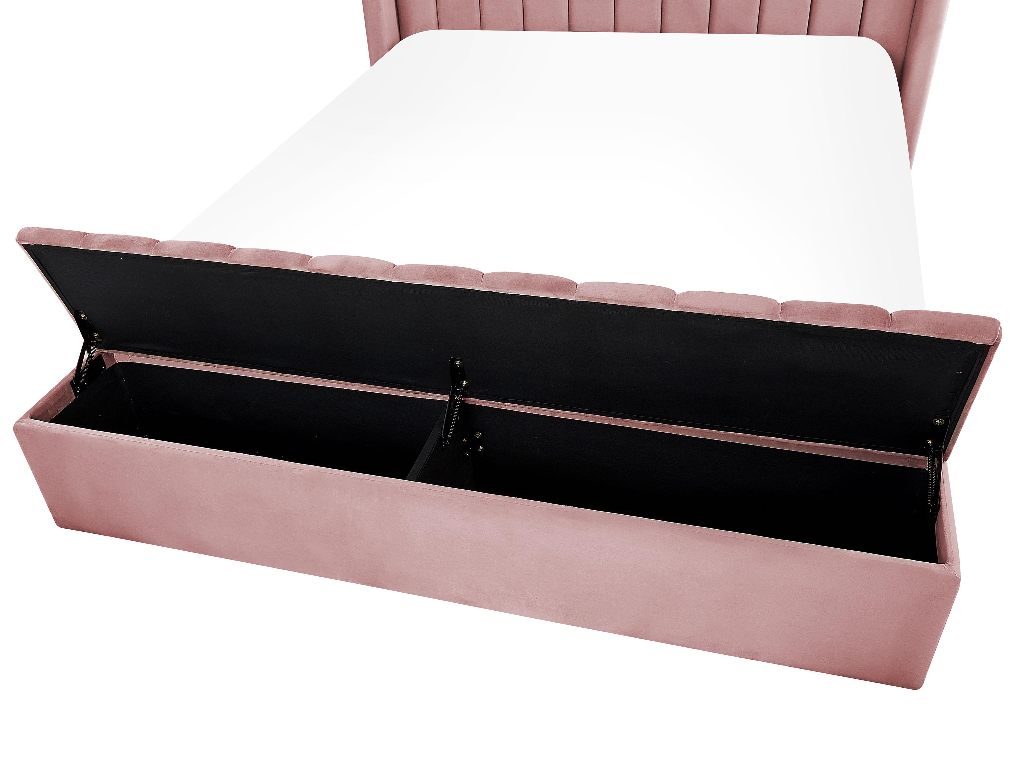 Bed met opbergbankje Fluweel NOYERS 140 x 200 cm Roze