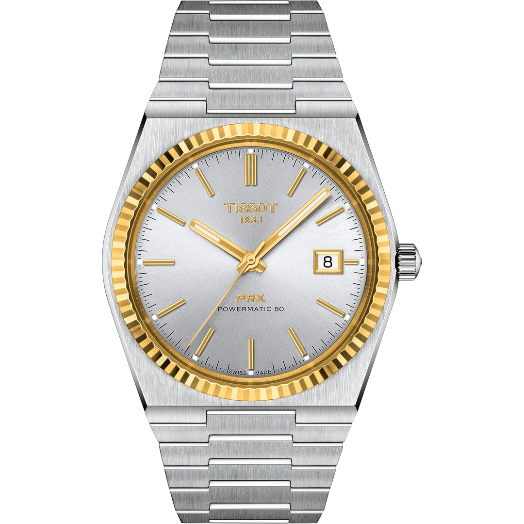 Tissot PRX 40 205 Powermatic 80 Silbrig / 18 Karat Gelbgold