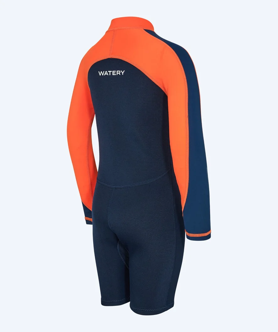 Watery UV våddragt til børn - Calypso Langærmet - Orange/blå