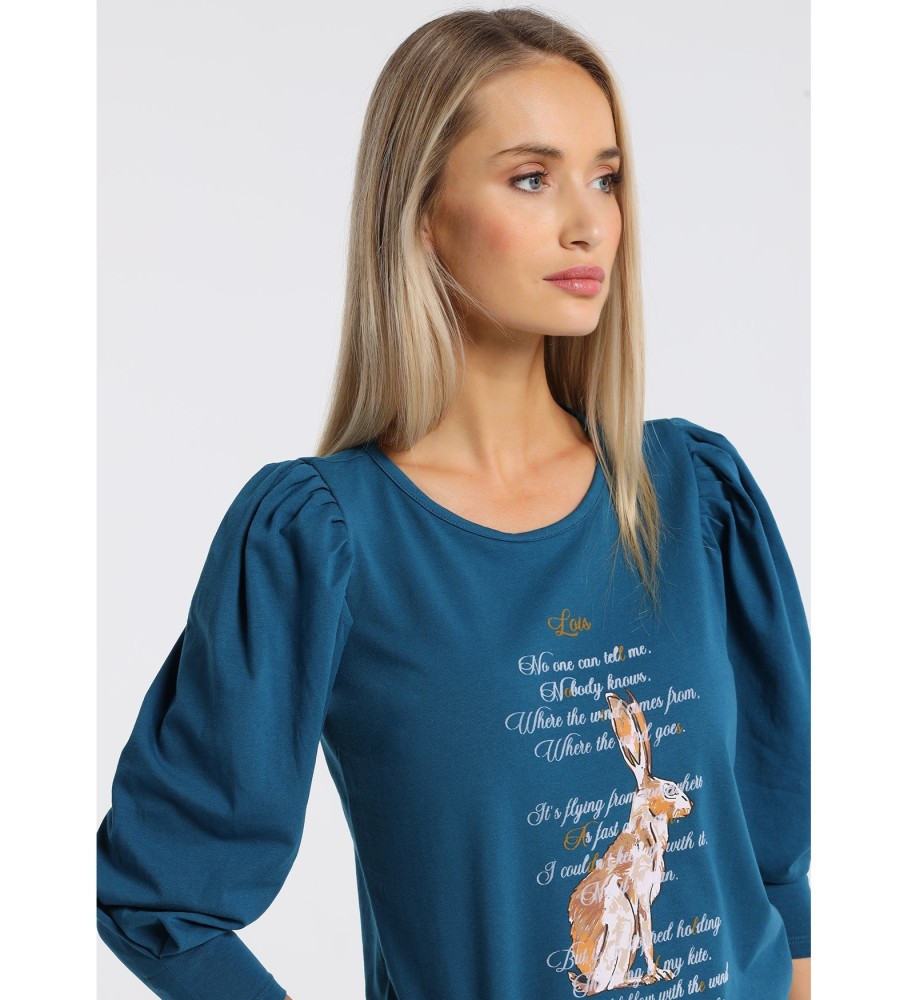 Camiseta de manga comprida Lois 132134 Azul