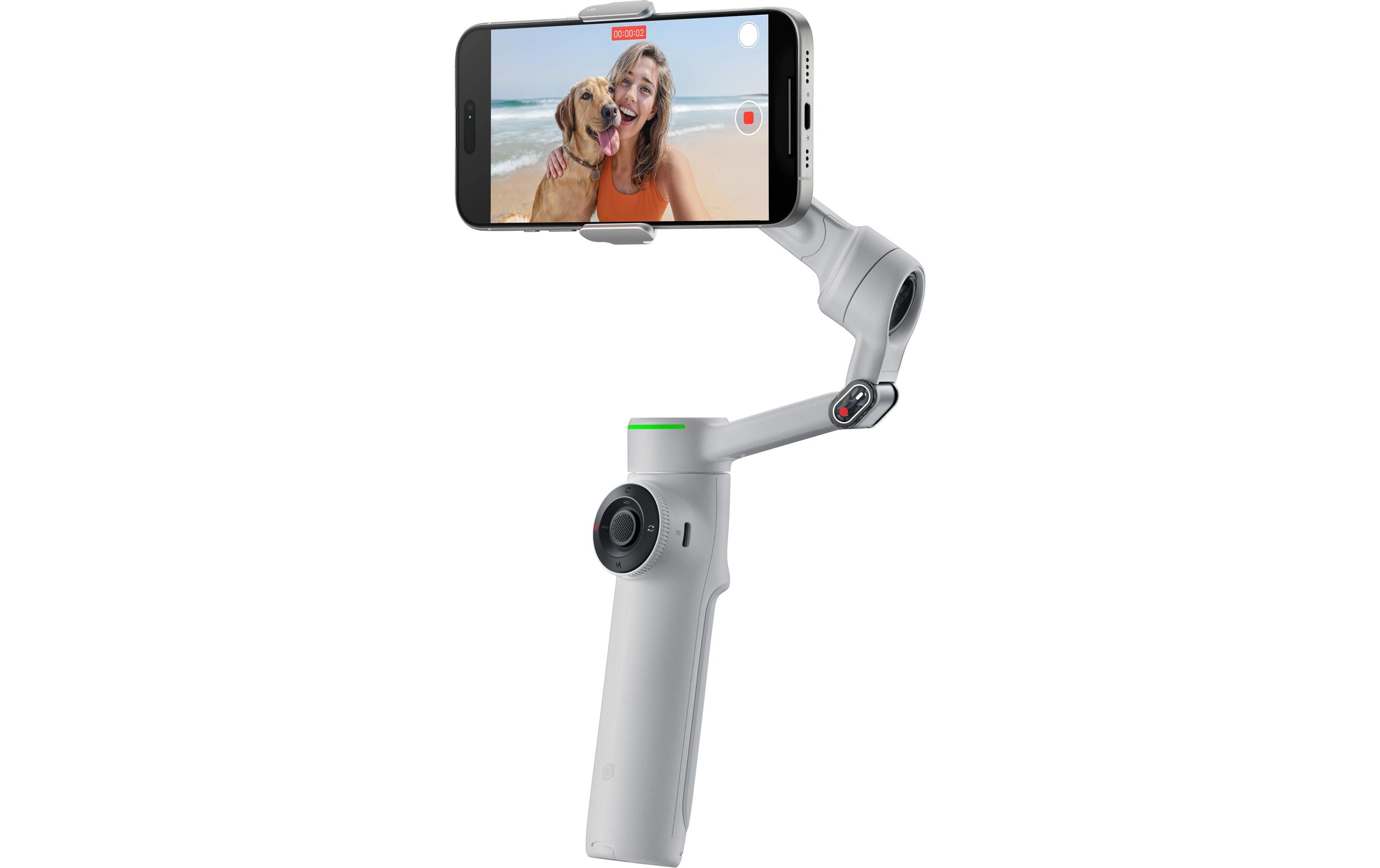 Gimbal Flow 2 Pro Creator-Paket Grau<br>Ultimativer Kl-Tracking-Stabilisator mit Spotlight, magnetischer Handyhalterung und USB-C-Ladekabel
