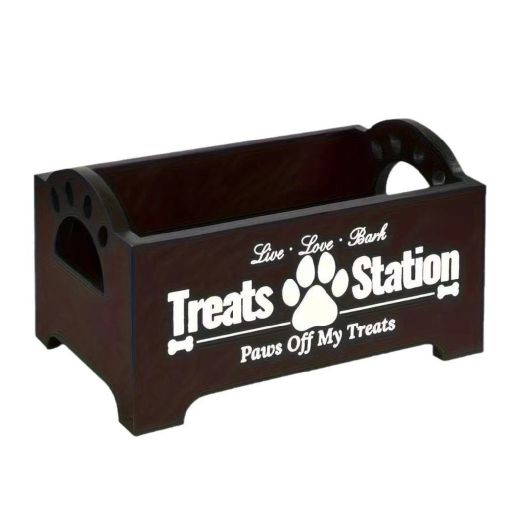 (3-tlg. Set) Tierfutter Behälter Snack Station Trockenfutter Vorrats Box Aufbewahrungs Organizer inkl. 2 Leckerli Dosen - Schwarz