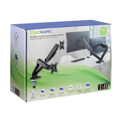 T'nB - kit de montage - Bras porte-écran double - noir
