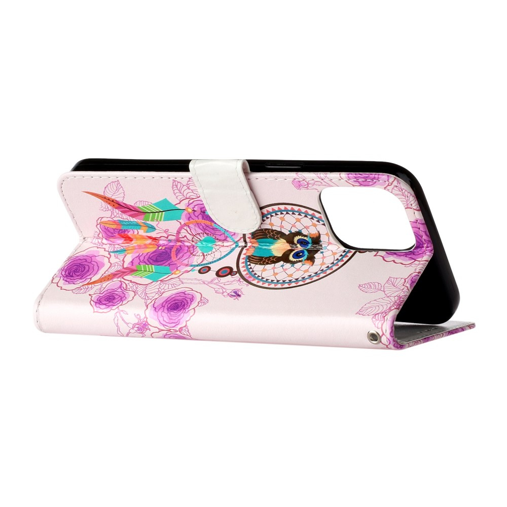 iPhone 16 Pro Leder Tasche mit Kartenfächer - Dreamcatcher Owl