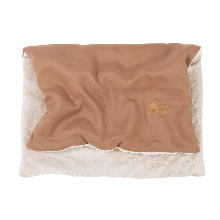 Nobodinoz - L1N0 Baby Winterdecke, 70 x 100 cm, greige (bestickt)