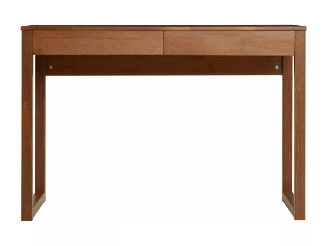 Bureau en bois avec 2 tiroirs NOAH, design scandinave, en pin massif coloris brun foncé