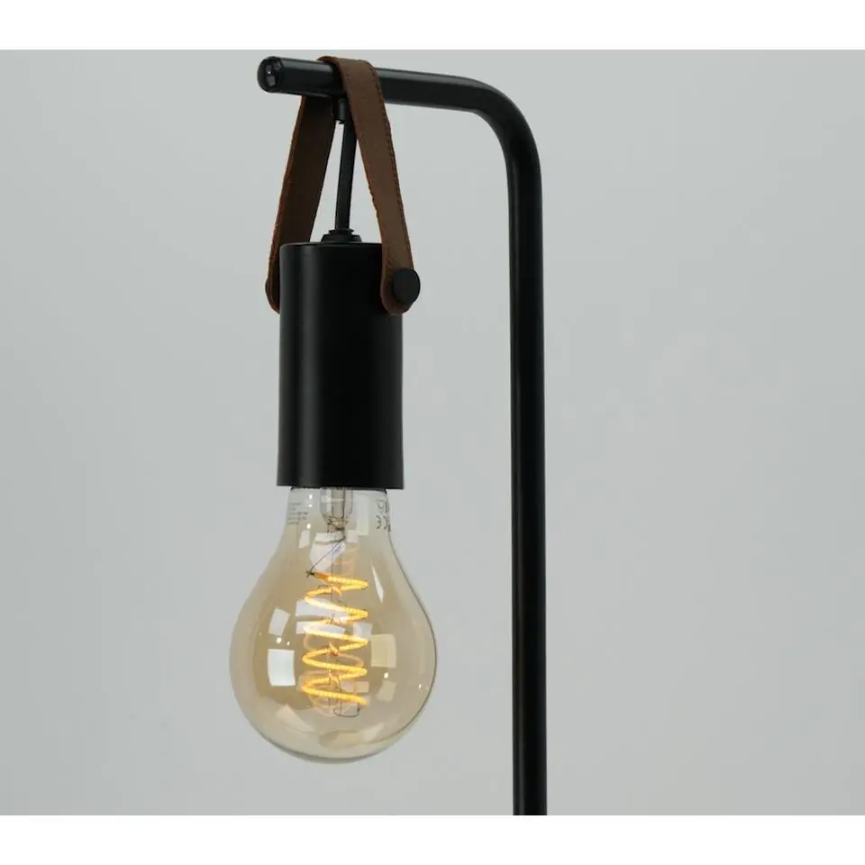 EGLO Apricale Staande lamp - E27 - Leer - Zwart/Bruin