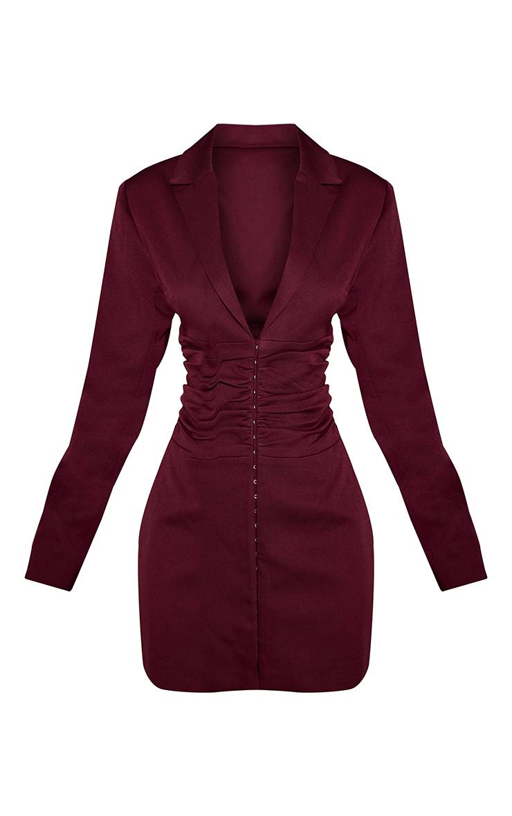 Prune Robe Blazer Ajustée Tissée À Agrafes