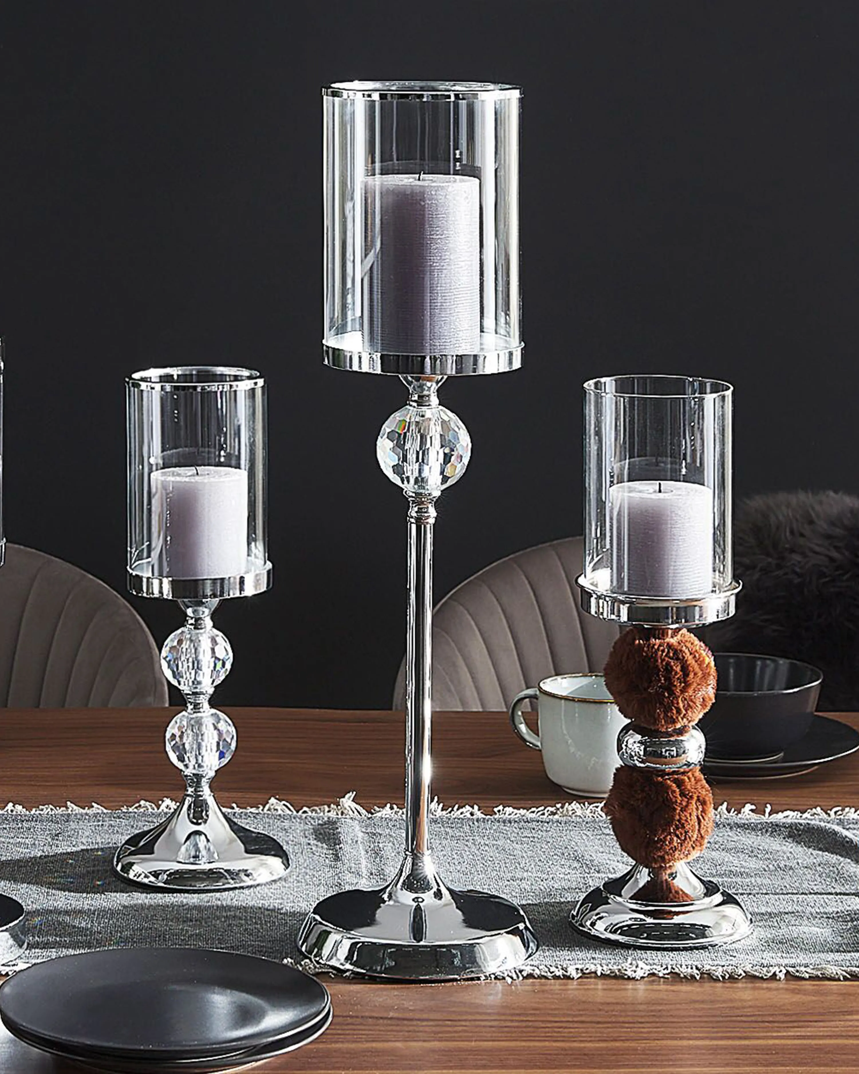 Kaarshouder COTUI Glas 58 cm Zilver