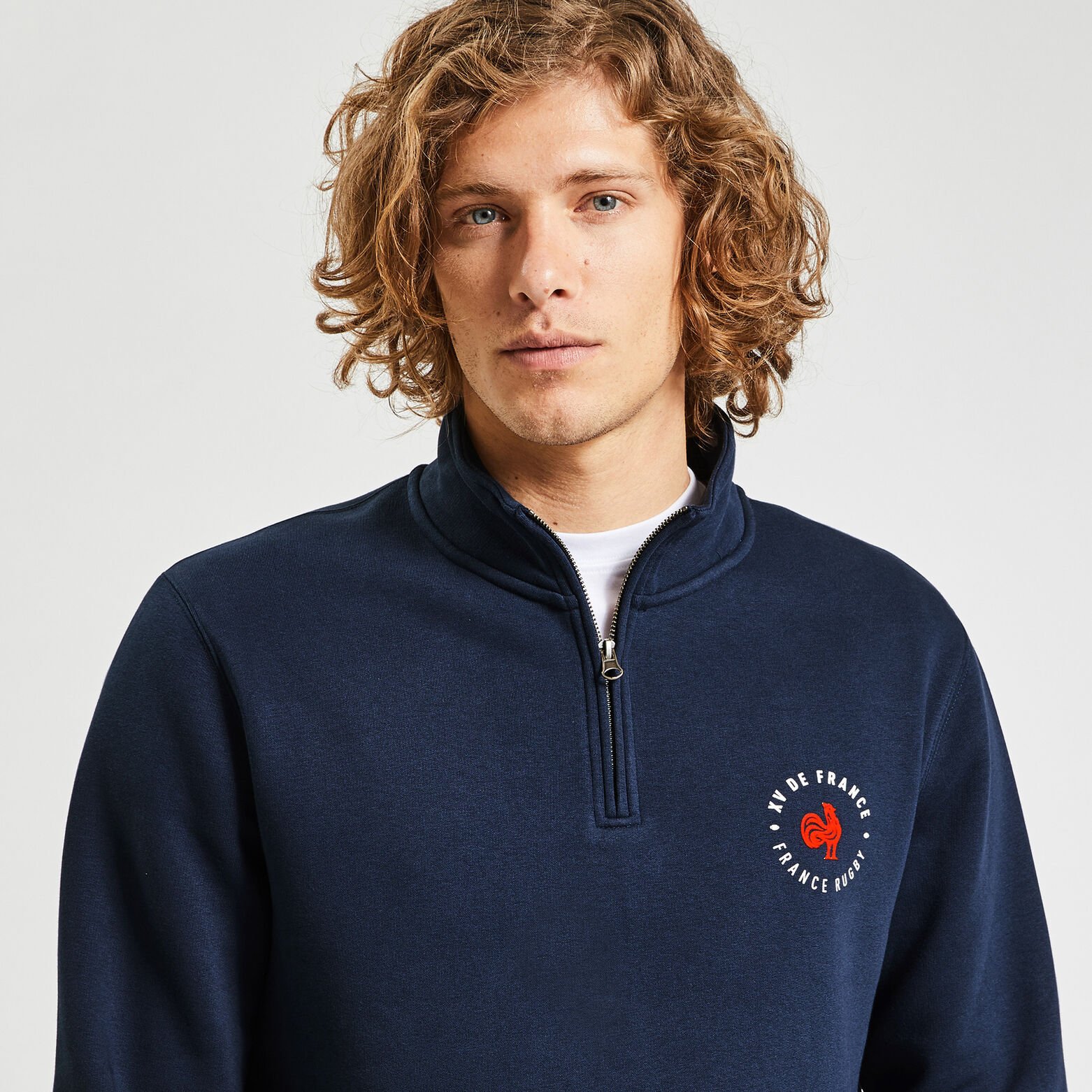 Sweat zip licence France rugby Bleu foncé