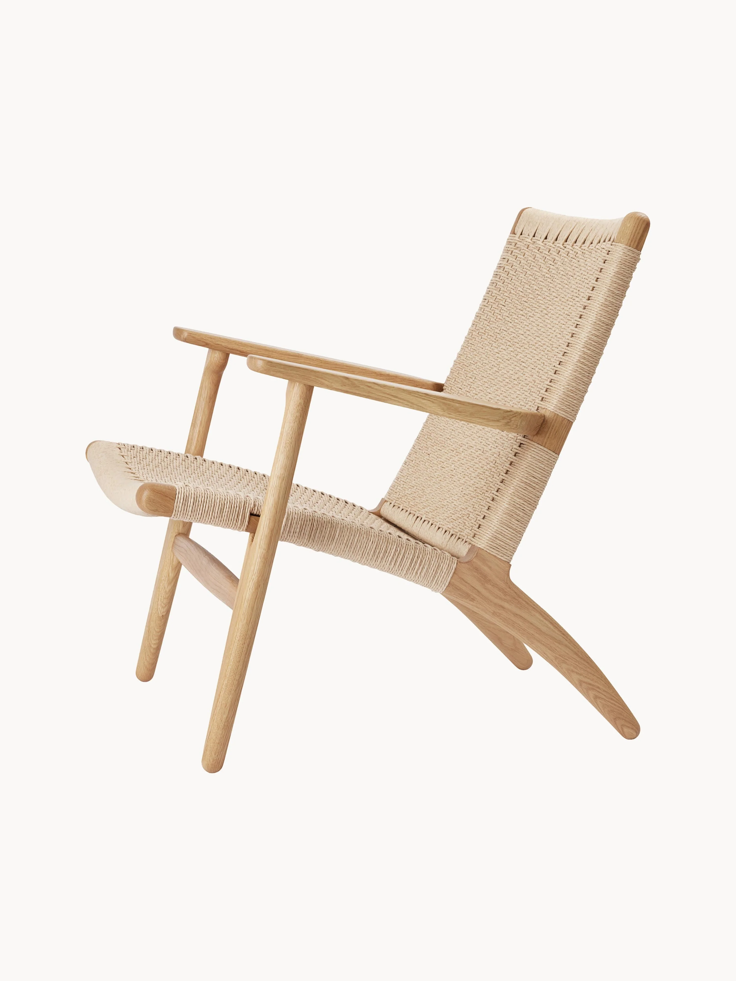Loungefauteuil CH25 met handgevlochten zitvlak en rugleuning