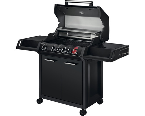 Enders Gas Grill Monroe Black Pro 4 IK Turbo All Black Edition 58 x 153,5 cm Gaszwart 4 branders Hoogwaardige hittezone Achterbrander Zijplank
