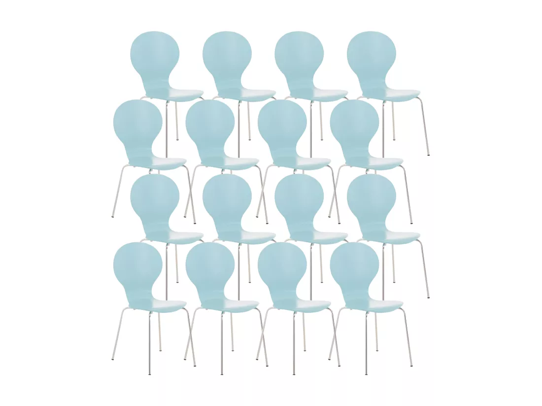 Lot de 16 Chaise de conférence - Bois - Bleu clair - DIEGO