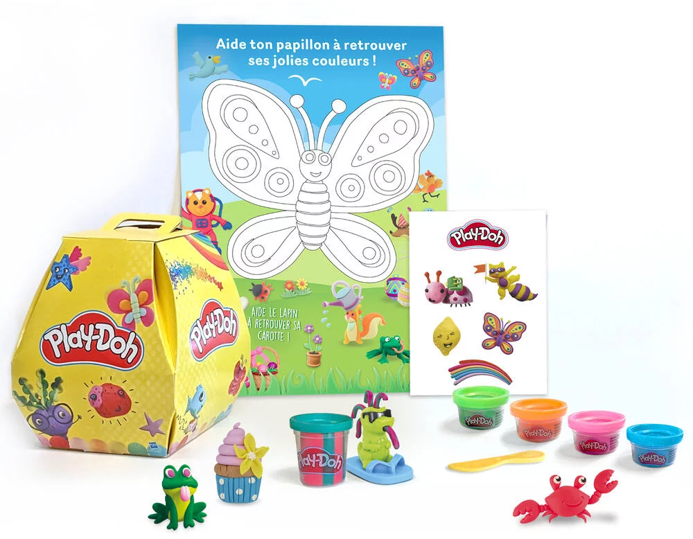 PLAYDOH -BOITE SURPRISE AVEC PLAYSET PATE A MODELER ACCESSOIRES STICKERS ET TAPIS INTERACTIF