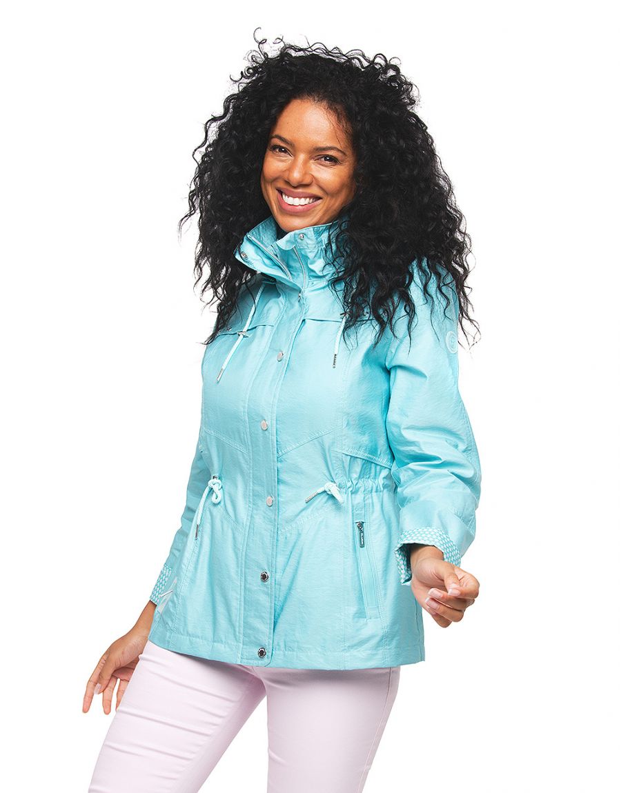 Parka courte turquoise