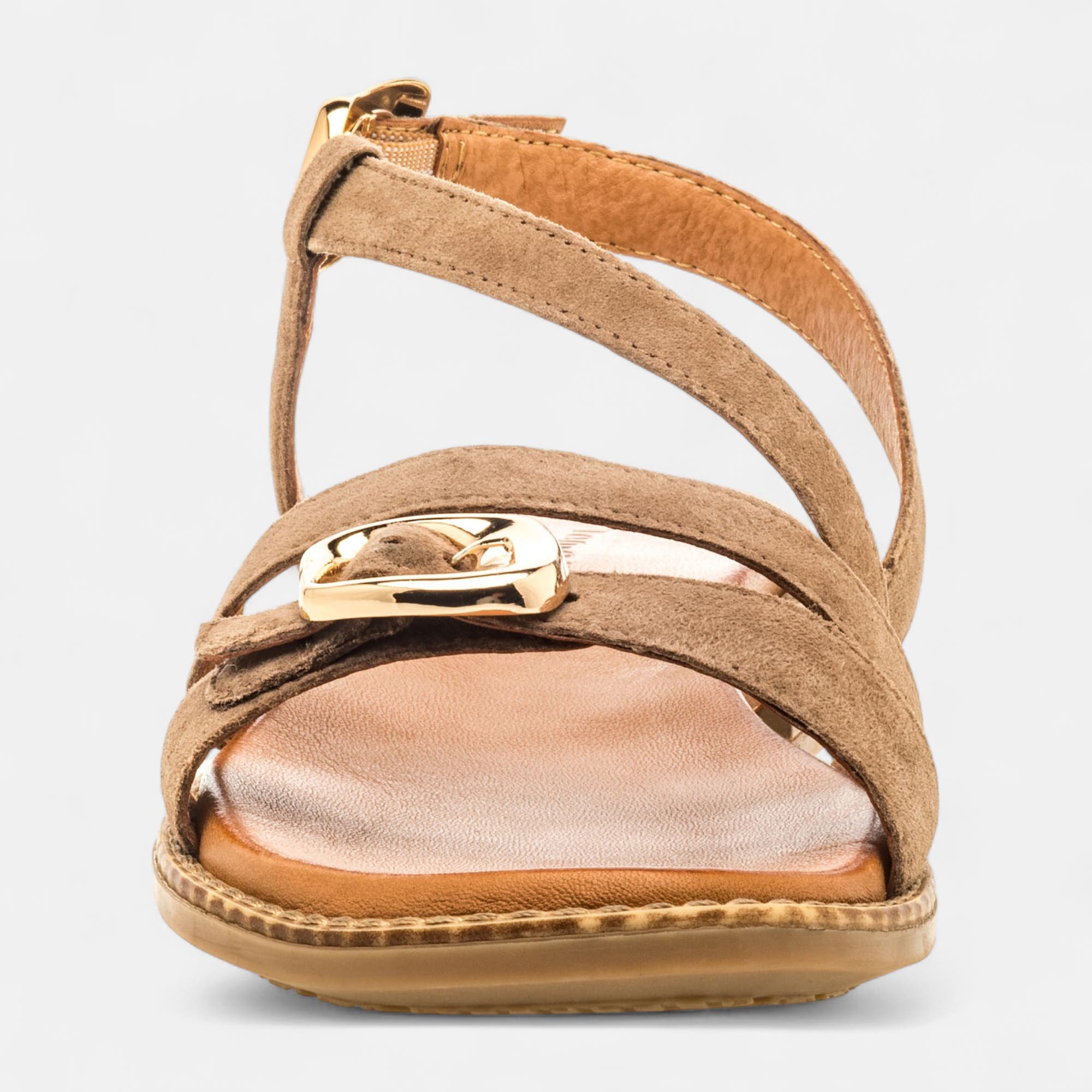 Nu-pieds Femme en cuir taupe