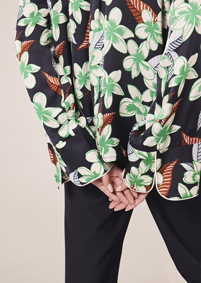 Chemise Calvibleu nuit à motif fleurs