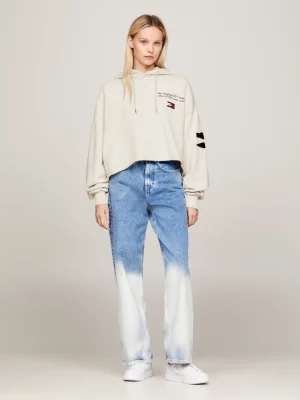 Moletom cropped unissex com estampa nas costas e modelagem ampla