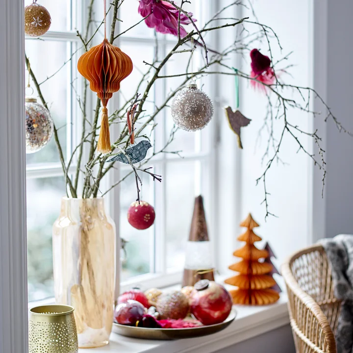 Bloomingville - Milan Deko-Weihnachtsbaum, Ø 15,5 x H 22,5 cm, grün / natur (2er-Set)