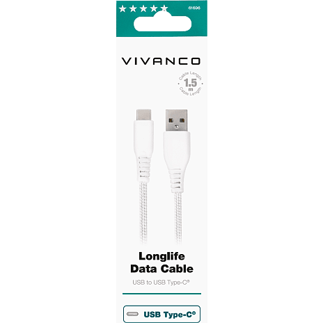 Vivanco Longlife USB-C/-A 2.0 kabel 1,5 m - hvid