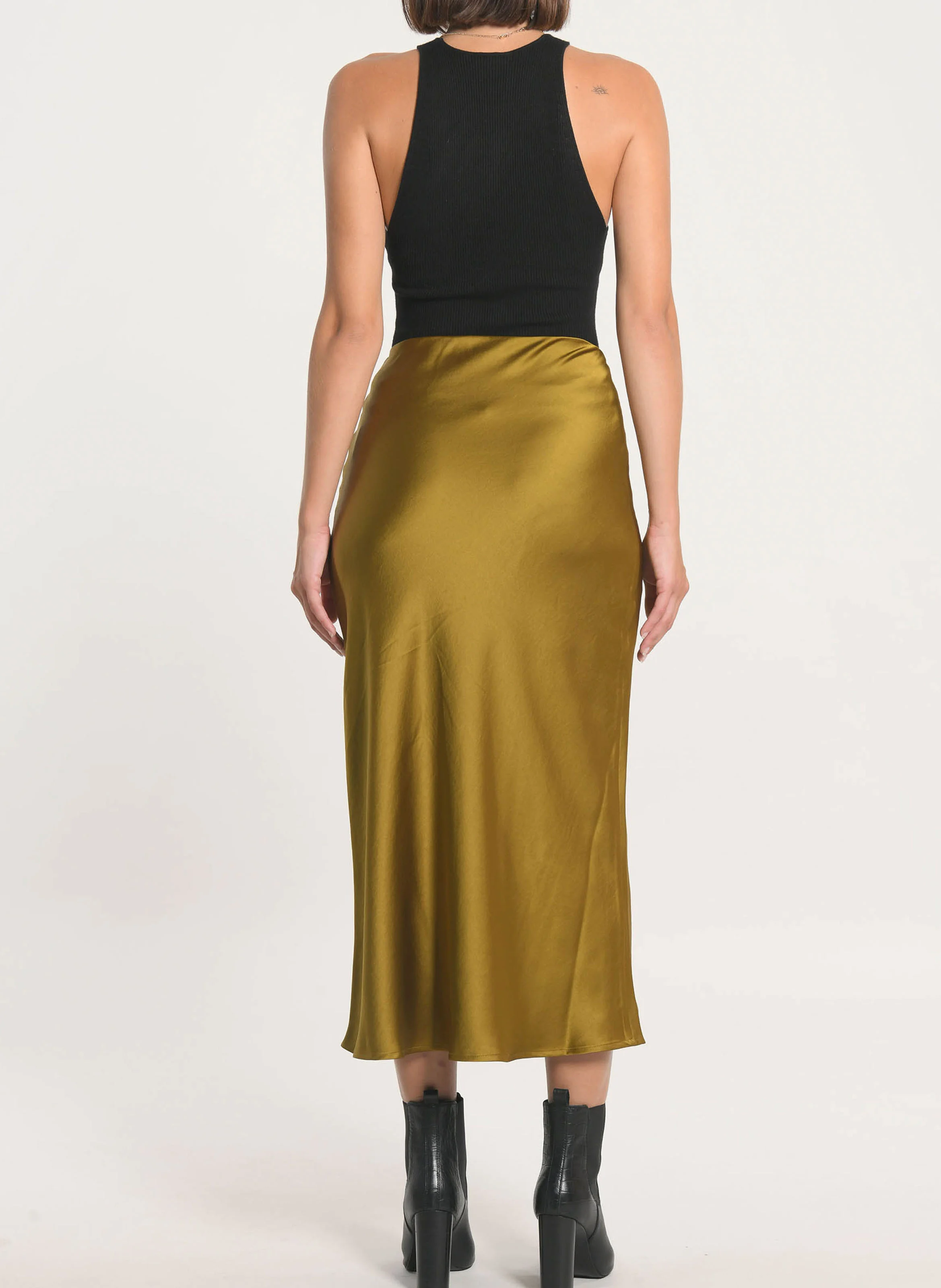 PATTY - Jupe en satin | Kaki