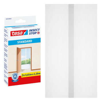 tesa Insect Stop deurhor met klittenband Standard 65x220 cm wit 2 stuks