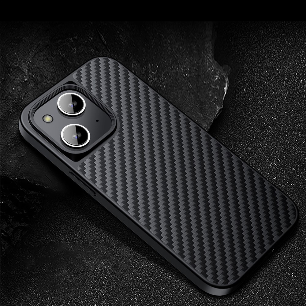iPhone 13 MagSafe Kevlar Gummi Hardcase Schutzhülle mit TPU Bumper - Schwarz