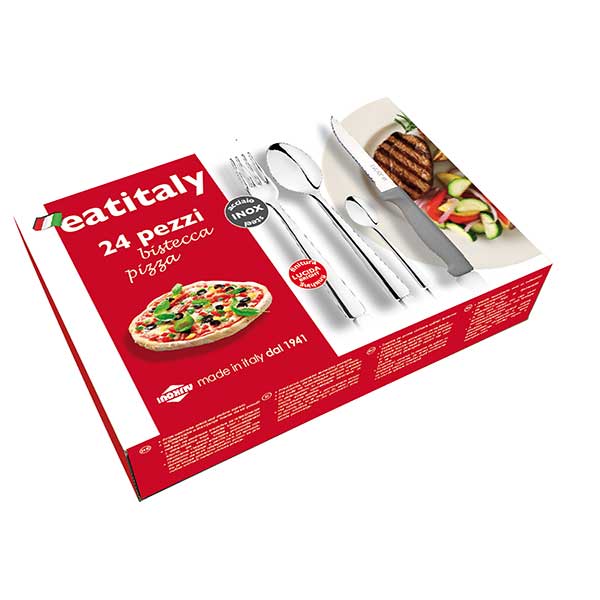 Ménagère Eatitaly inox 24 pièces avec couteau à steak Inoxriv