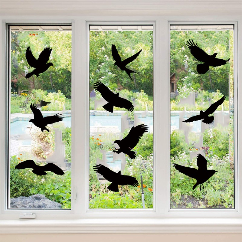 (36er Set) Vogel Schutz Fenster Folie Anti-Kollisions Aufkleber Home Deko Statische Sticker - Schwarz
